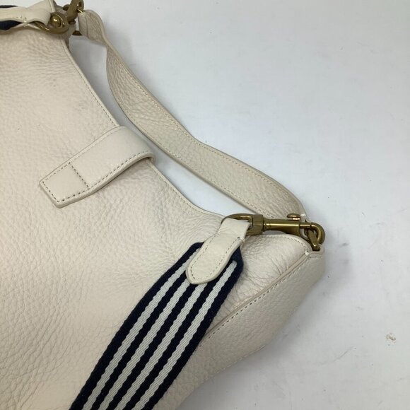 J. Crew Signet Hobo Bag leather cream striped crossbody purse EUC - Picture 5 of 8